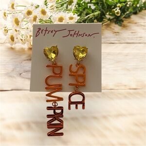 Betsey Johnson Pumpkin Spice Earrings NWT